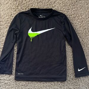 Nike Black Dri-FIT Shirt with Neon Green Swoosh